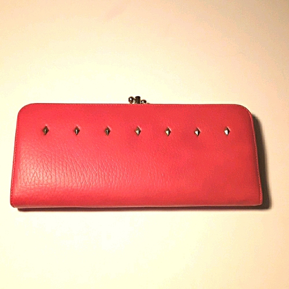Retro Orange Wallet Gold Diamond Shapes 8x3.5